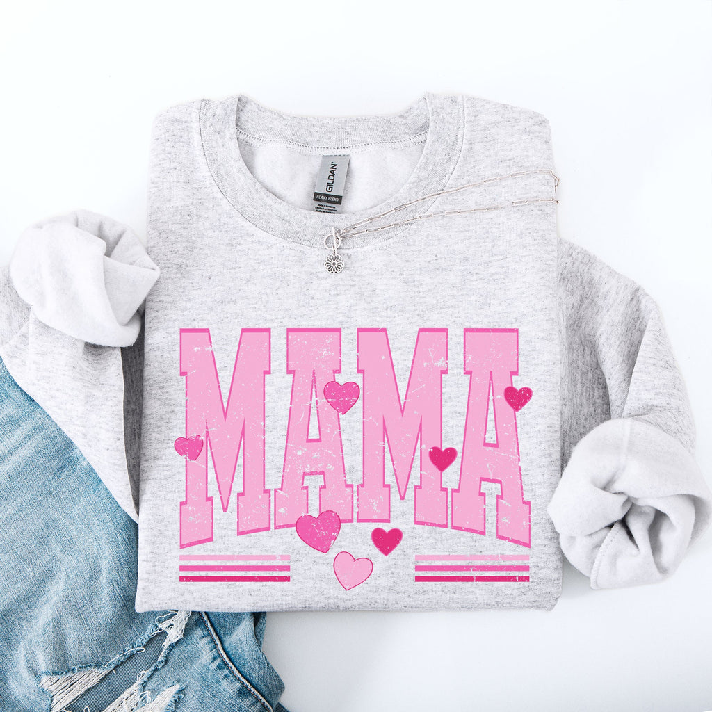 Mama Love Valentine's Day Hearts Stripes Cozy Family Love Message Warmth And Togetherness Theme Sweatshirt