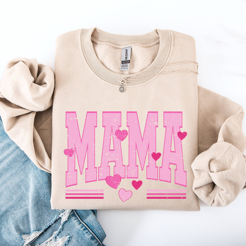 Mama Love Valentine's Day Hearts Stripes Cozy Family Love Message Warmth And Togetherness Theme Sweatshirt
