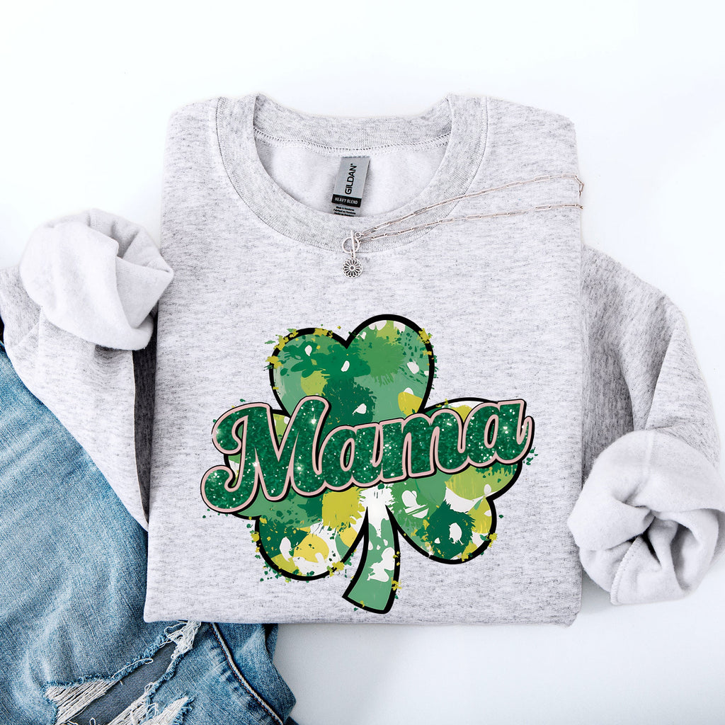 Mama Painted St Patrick's Day Shamrock Clover Lucky Leprechaun Festive Sweatshirt