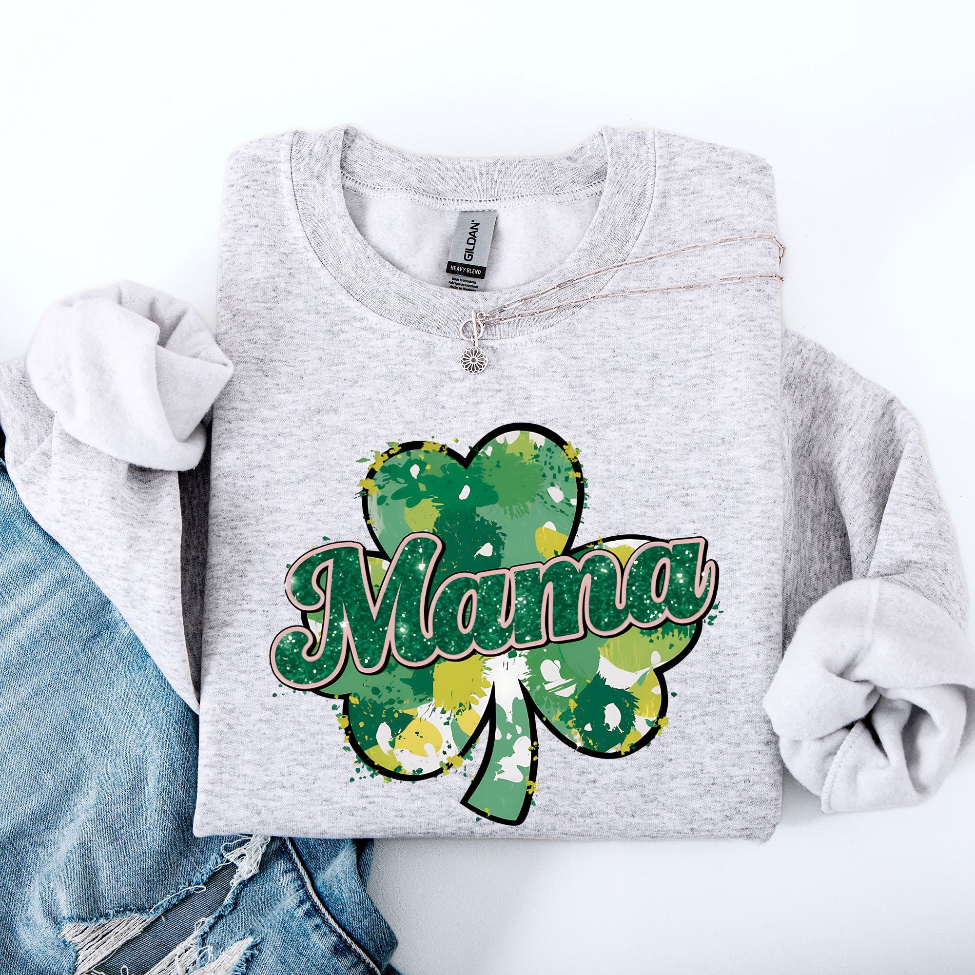 Mama Painted St Patrick's Day Shamrock Clover Lucky Leprechaun Festive Sweatshirt