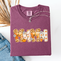 Mama, Pumpkin Pattern Leopard-Print Pumpkins Watercolor Bouquet Comfort Colors Tee