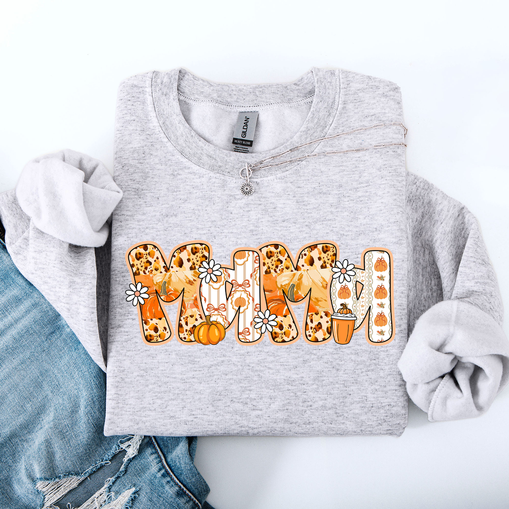 Mama Pumpkin Pattern Halloween Autumn Festive Cozy Seasonal Pumpkin Theme Sweatshirt