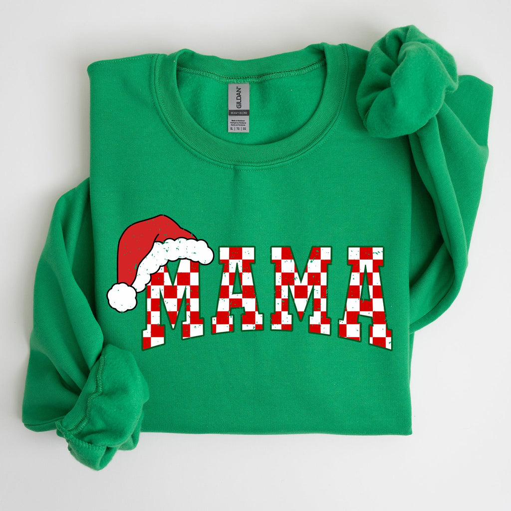 Mama Red Checkered Christmas Plaid Santa Winter Xmas Cozy Holiday Spirit Sweatshirt