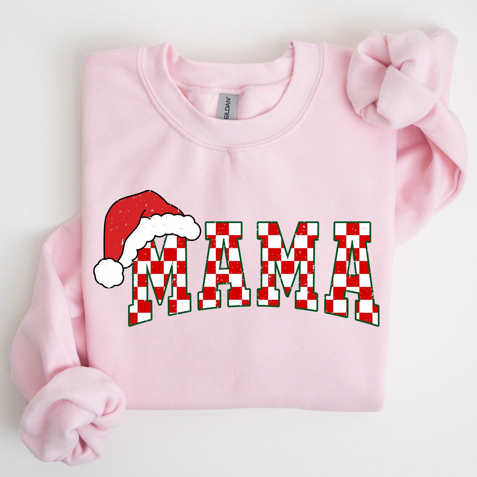 Mama Red Checkered Christmas Plaid Santa Winter Xmas Cozy Holiday Spirit Sweatshirt