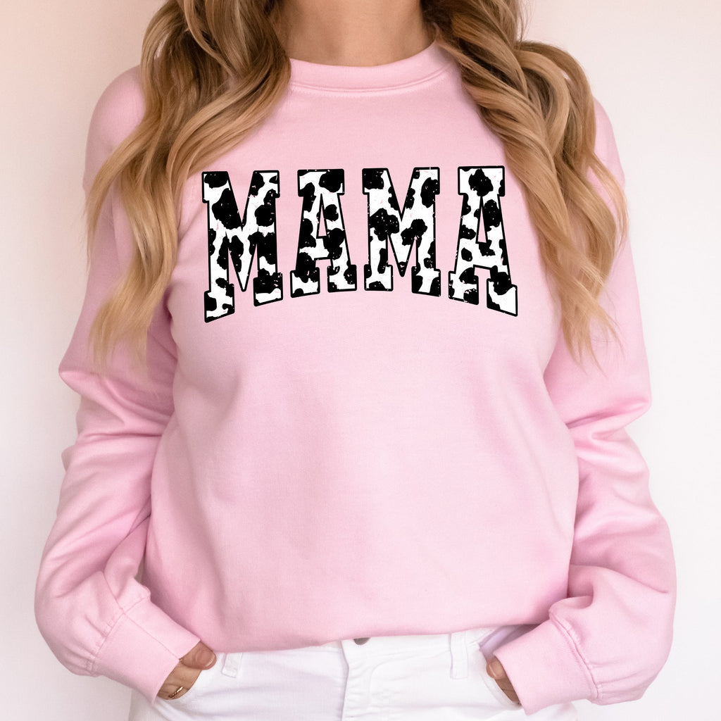 Mama Retro Cow Print Varsity Mother's Day Sweatshirt