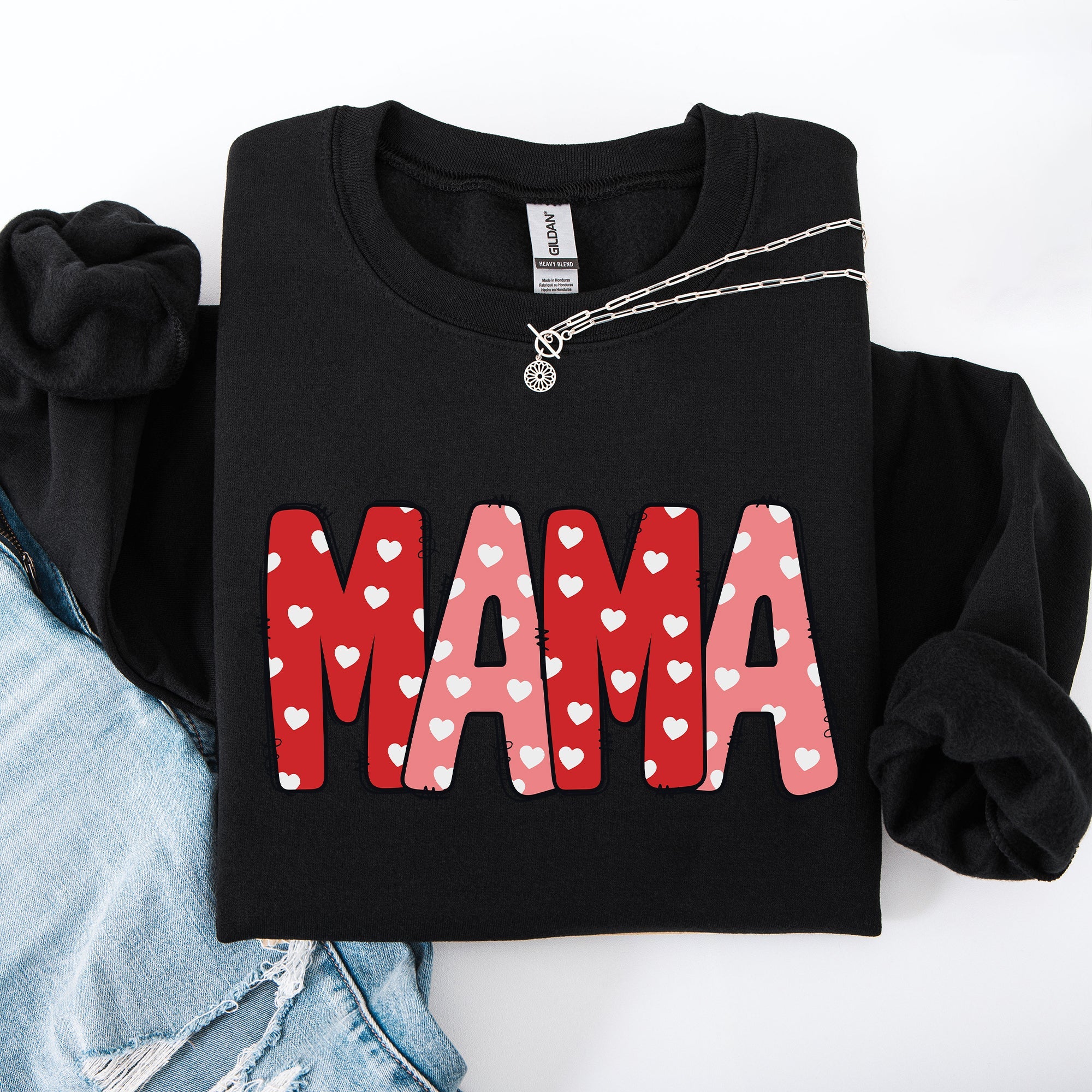 Mama Valentine's Day Hearts Cozy Love You Always Edition For Moms Premium Comfort Sweatshirt