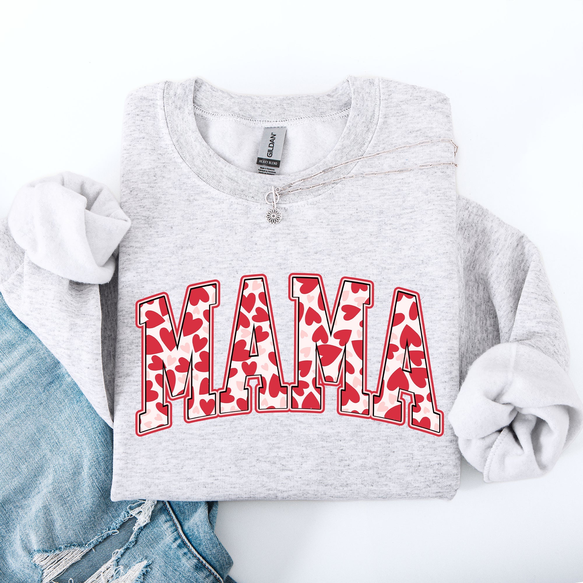Mama Valentine's Day Hearts And Love Celebration For Moms Cozy Comfy Everyday Sweatshirt