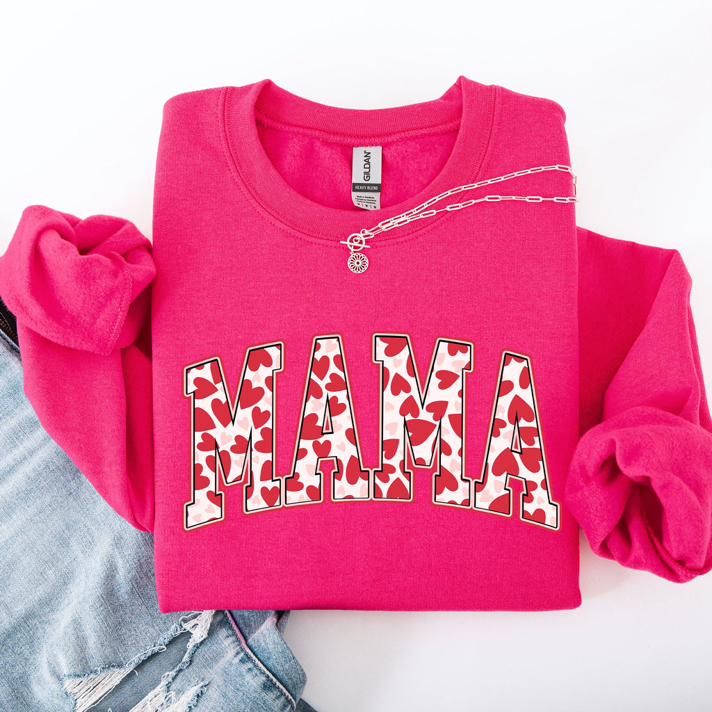Mama Valentine's Day Hearts And Love Celebration For Moms Cozy Comfy Everyday Sweatshirt