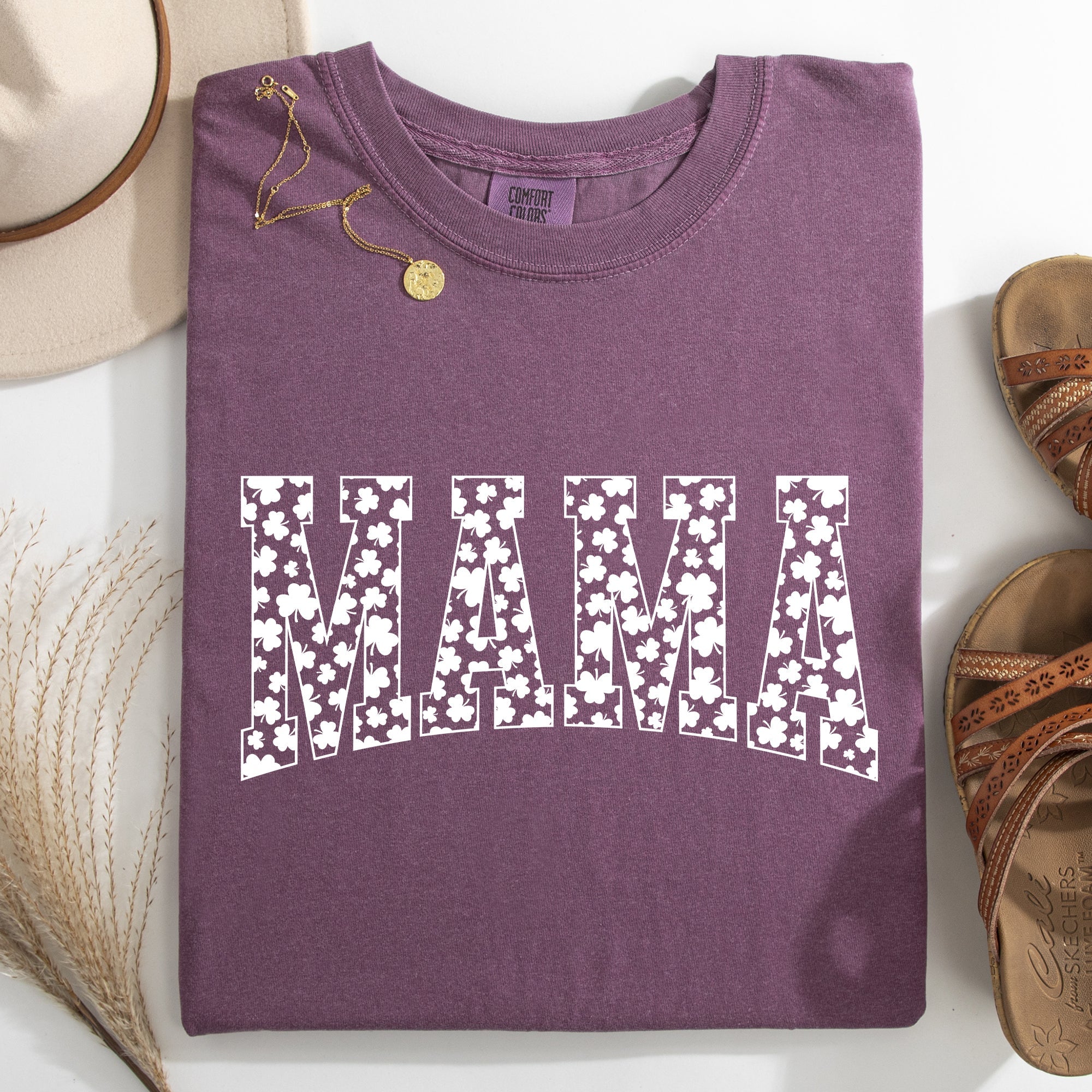 Mama Varsity Leprechaun St Patrick's Day Shamrock Clover Lucky Comfort Colors Tee