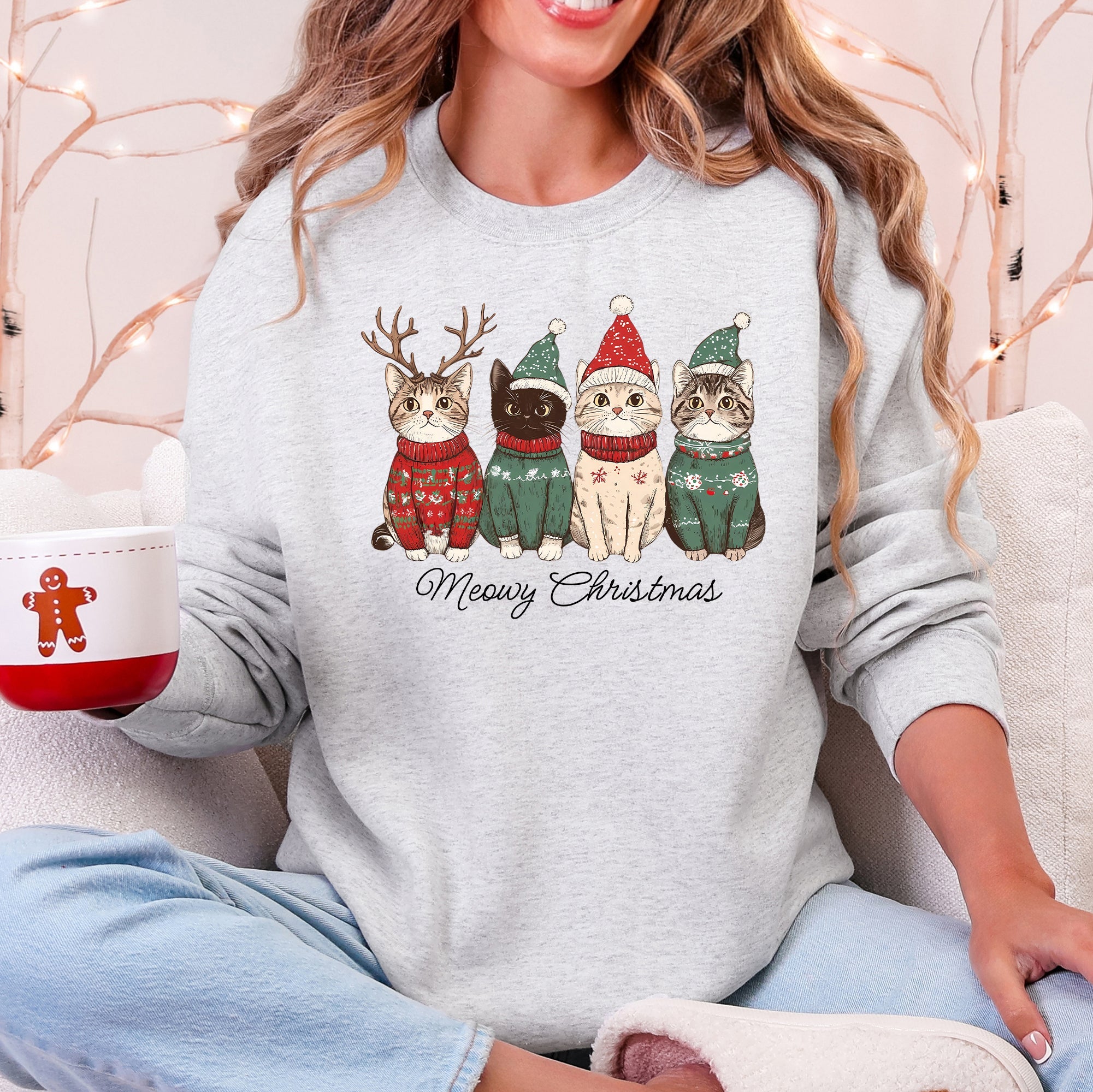 Meowy Christmas Santa Cats Paws Cozy Feline Cheer For Pet Lovers Everywhere Sweatshirt