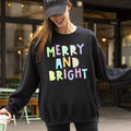 Merry And Bright Christmas Pastel Positive Sarcastic Mom Gift Mental Health Support Sweatshirt