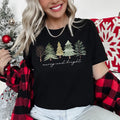 Merry And Bright Watercolor Trees Christmas Festive Scene Landscape Seasonal Graphic Tee