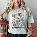 Merry Christmas Doodles Santa Stockings Tree Retro Holiday Edition Comfort Colors Tee