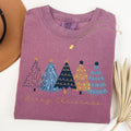 Merry Christmas Trees Winter Scene Gold Snow Santa Xmas Holiday Edition Comfort Colors Tee