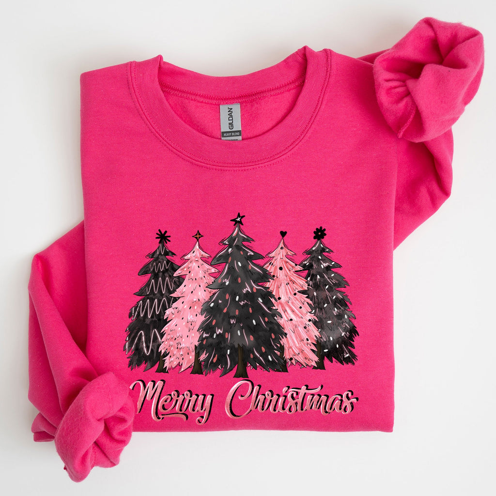 Merry Christmas Trees Winter Snow Santa Xmas Festive Holiday Family Cozy Scene Sweatshirt