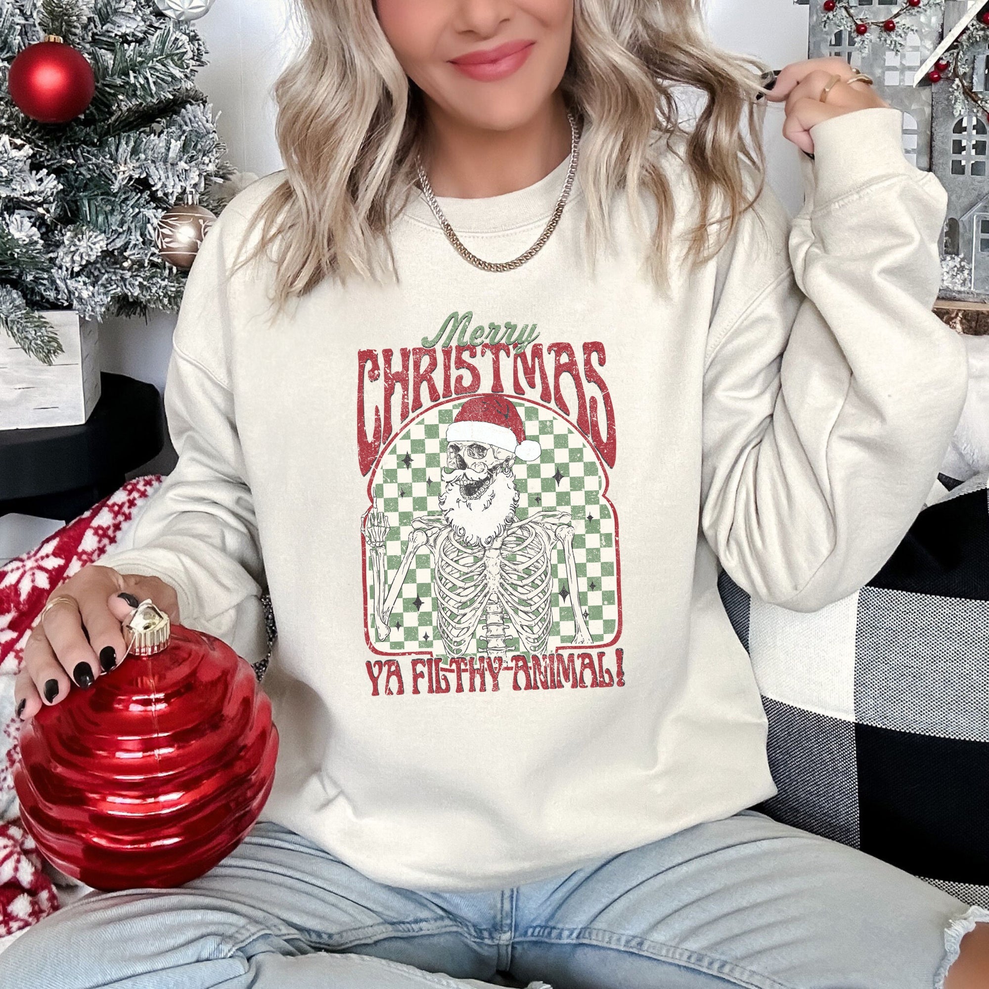 Merry Christmas Ya Filthy Animal Home Alone Santa Retro Vintage Holiday Sweatshirt