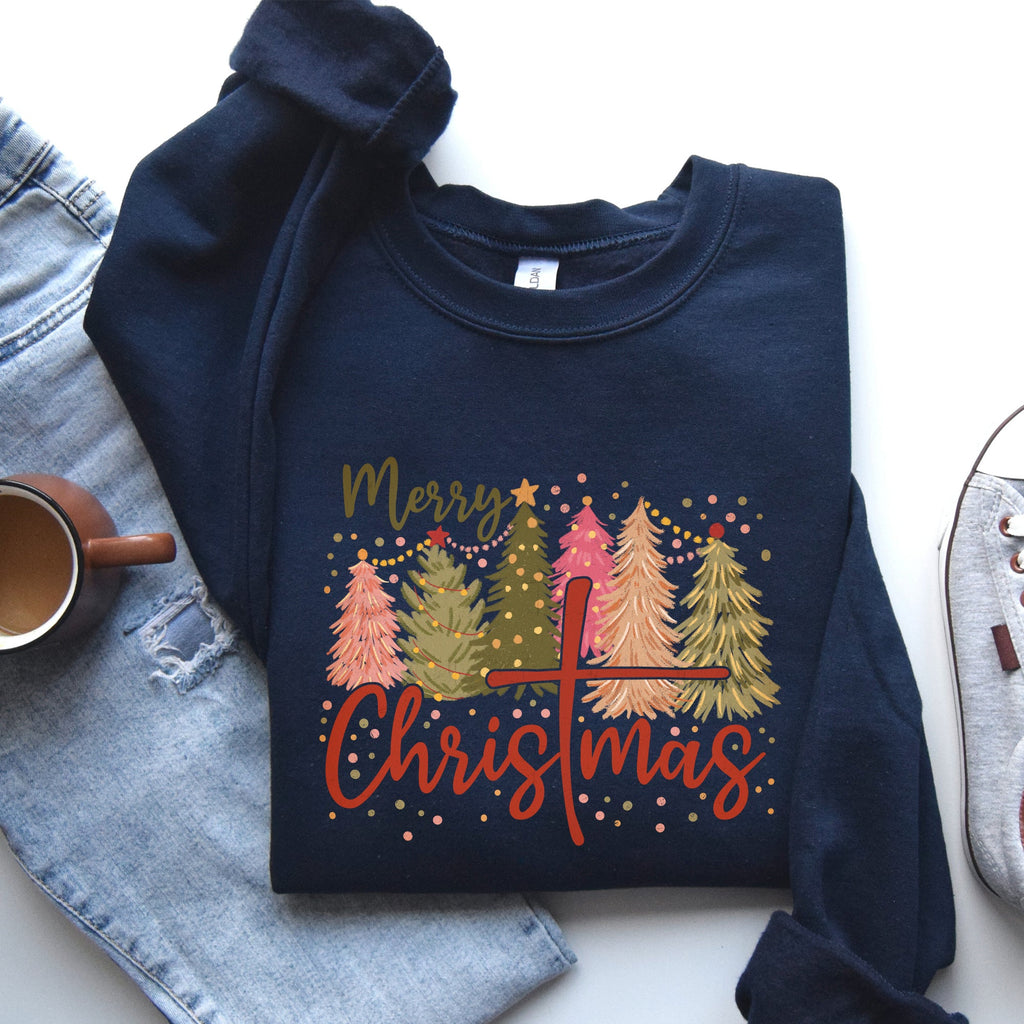 Merry Christmas Christ Religious Gospel Faith Sacred Holiday Prayer Scripture Sweatshirt