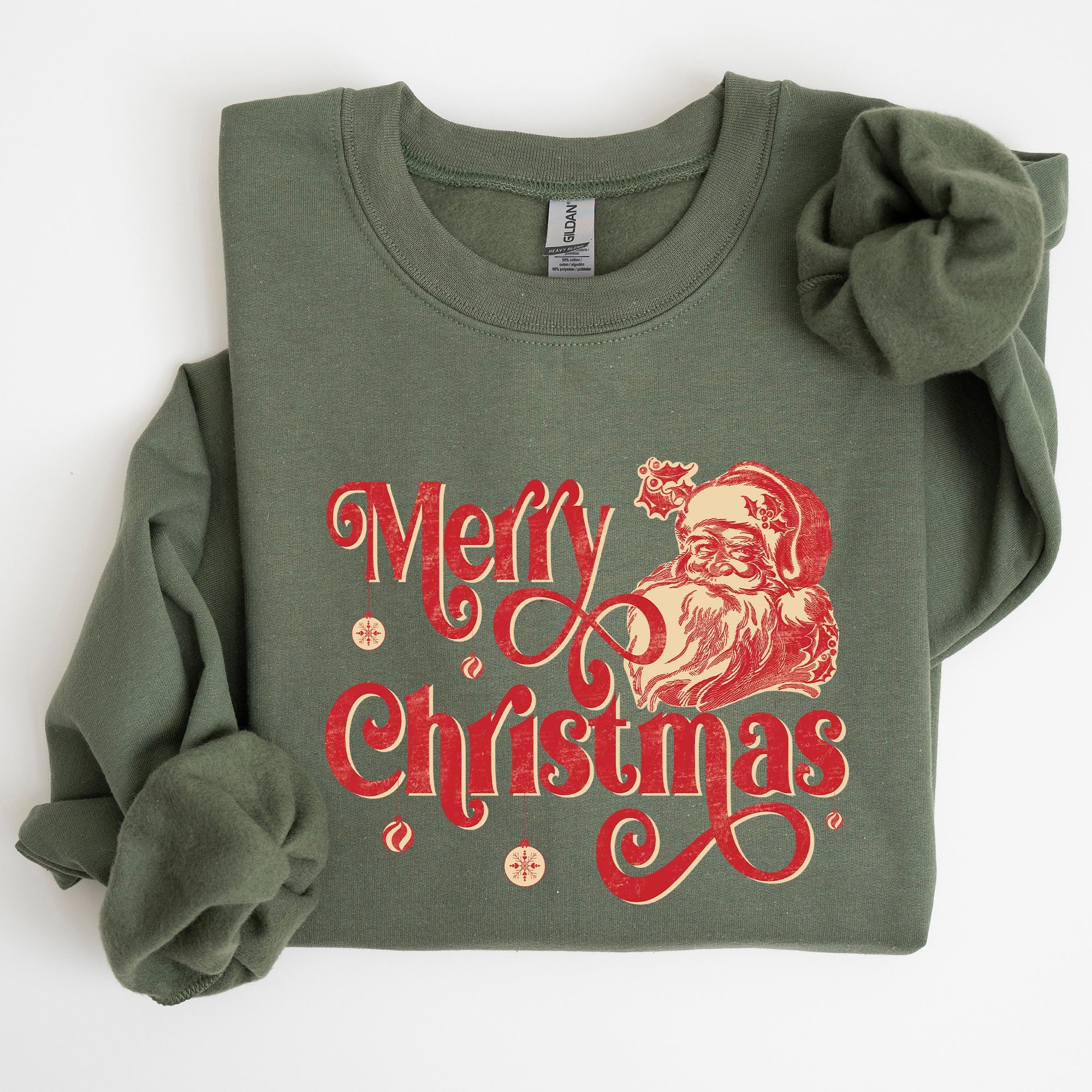 Merry Christmas Classic Retro Santa Holiday Season Graphic Vintage Style Sweatshirt