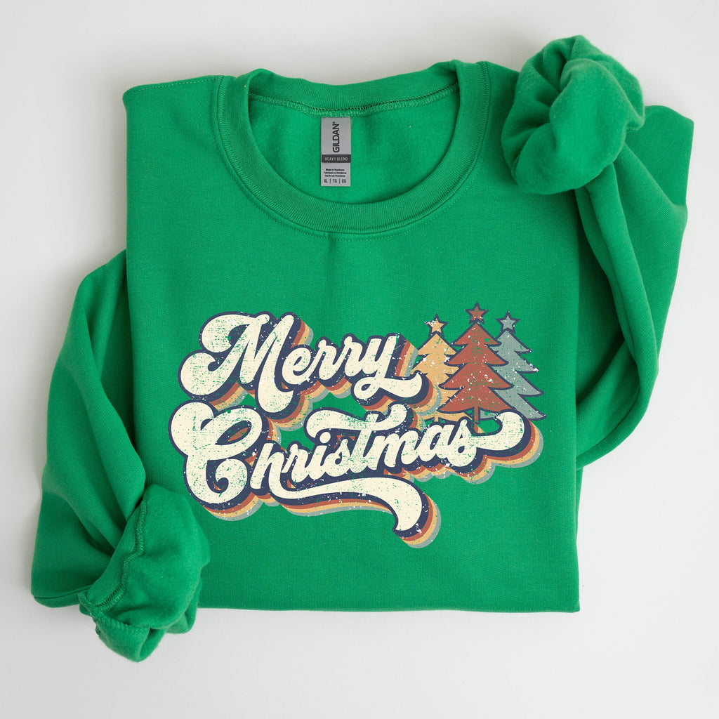 Merry Christmas Colorful Retro Santa Claus Graphic Holiday Season Celebration Edition Sweatshirt