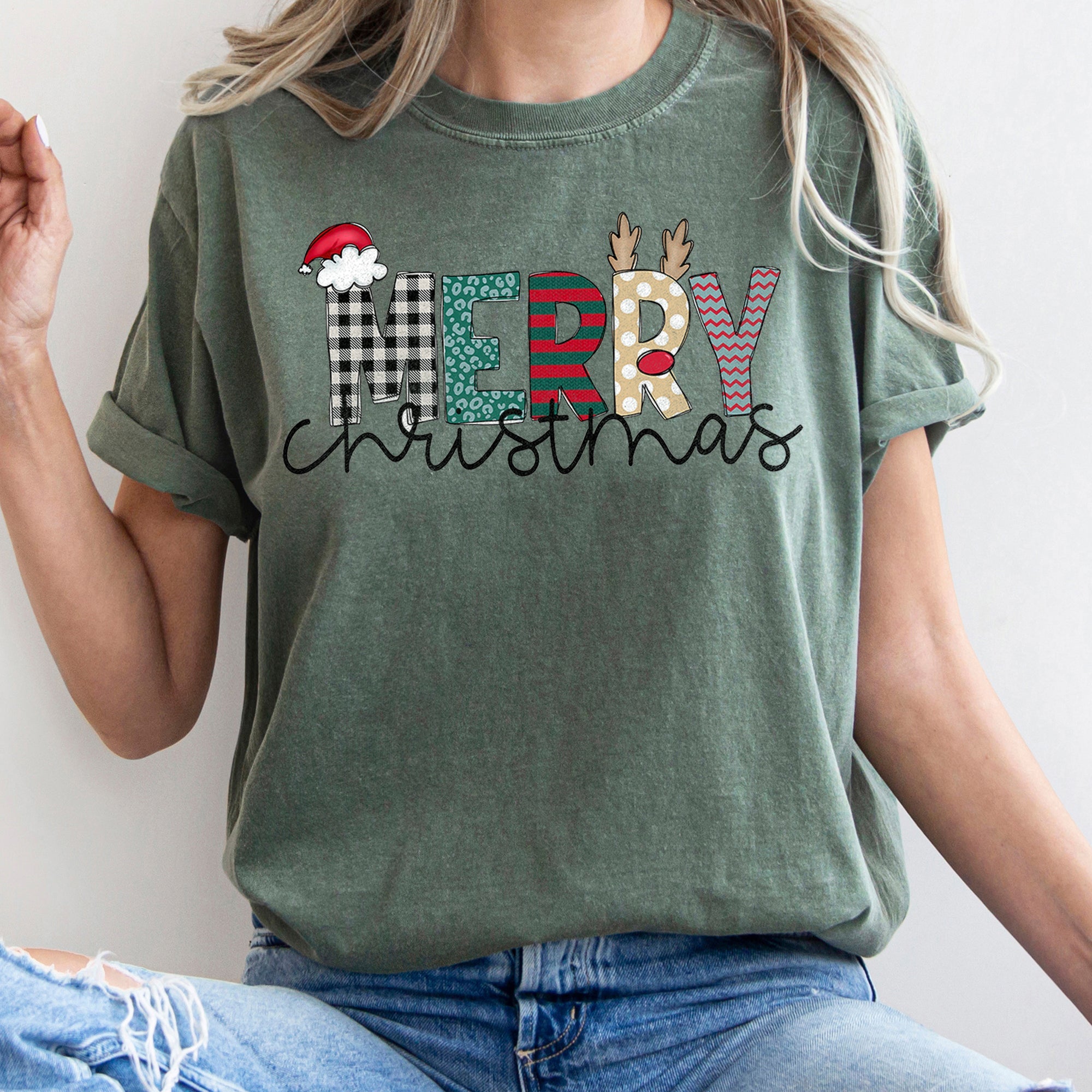 Merry Christmas Santa Claus Festive Holiday Greeting For Seasonal Gatherings And Family Photos Comfort Colors Tee