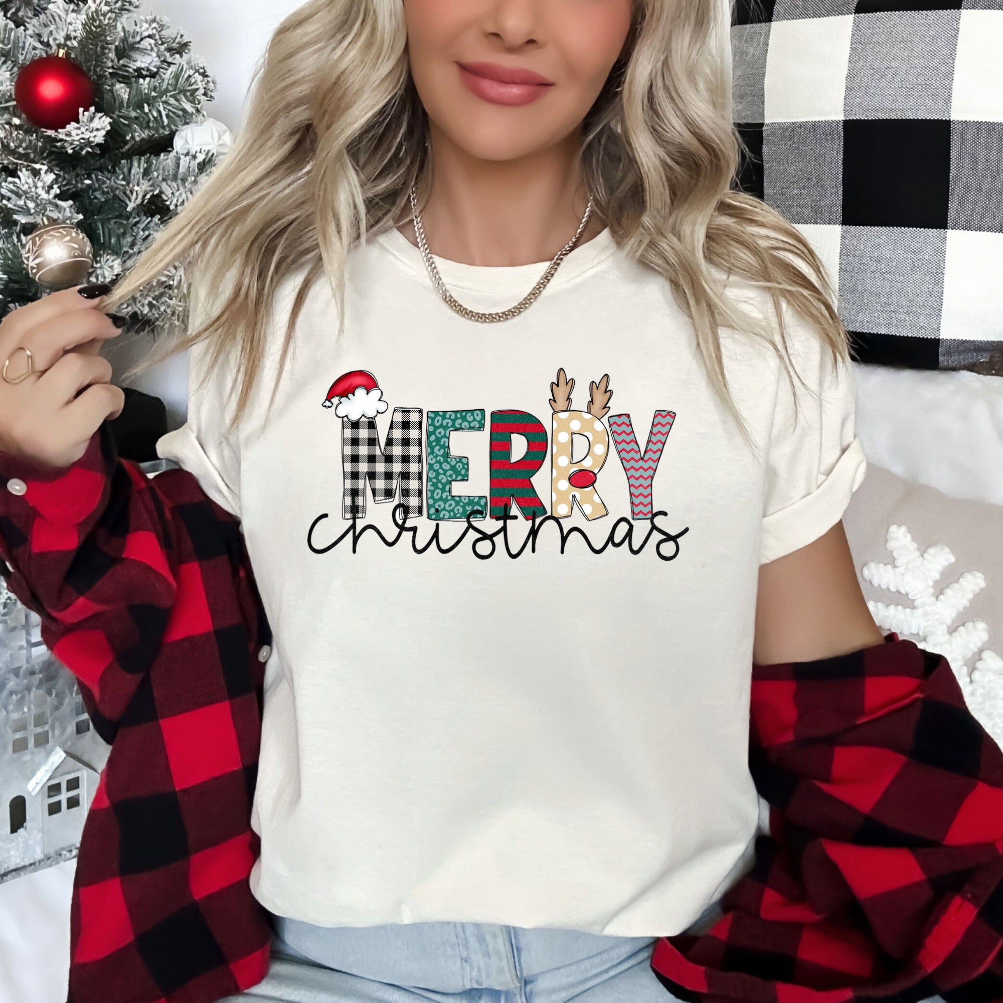 Merry Christmas Santa Claus Greeting Sayings Festive Holiday Spirit For All Graphic Tee