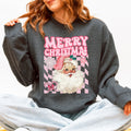 Merry Christmas Retro Santa Checkered Vintage Holiday Edition Festive Cozy Classic Sweatshirt