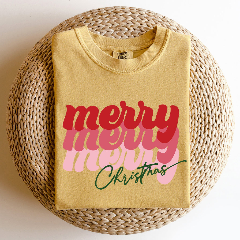 Merry Christmas Retro Classic Red Santa Winter Xmas Holiday Seasonal Comfort Colors Tee