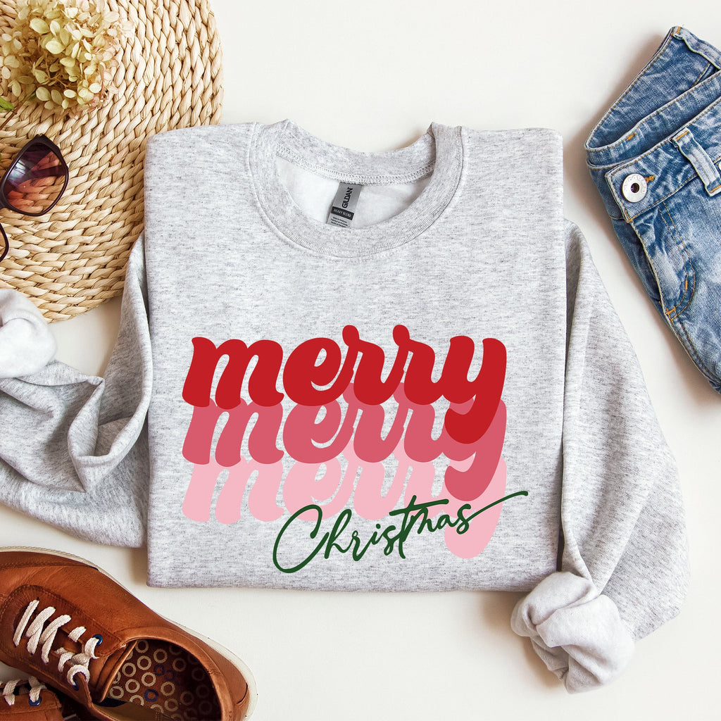 Merry Christmas Retro Santa Xmas Winter Festive Holiday Cheer Cozy Classic Seasonal Sweatshirt