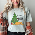 Merry Nope Funny Cat Christmas Holiday Laughs Edition For Cat Lovers And Cozy Season Wear Comfort Colors Tee
