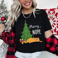 Merry Nope Funny Cat Christmas Holiday Humor Snarky Kitty Greeting Card Scene Graphic Tee