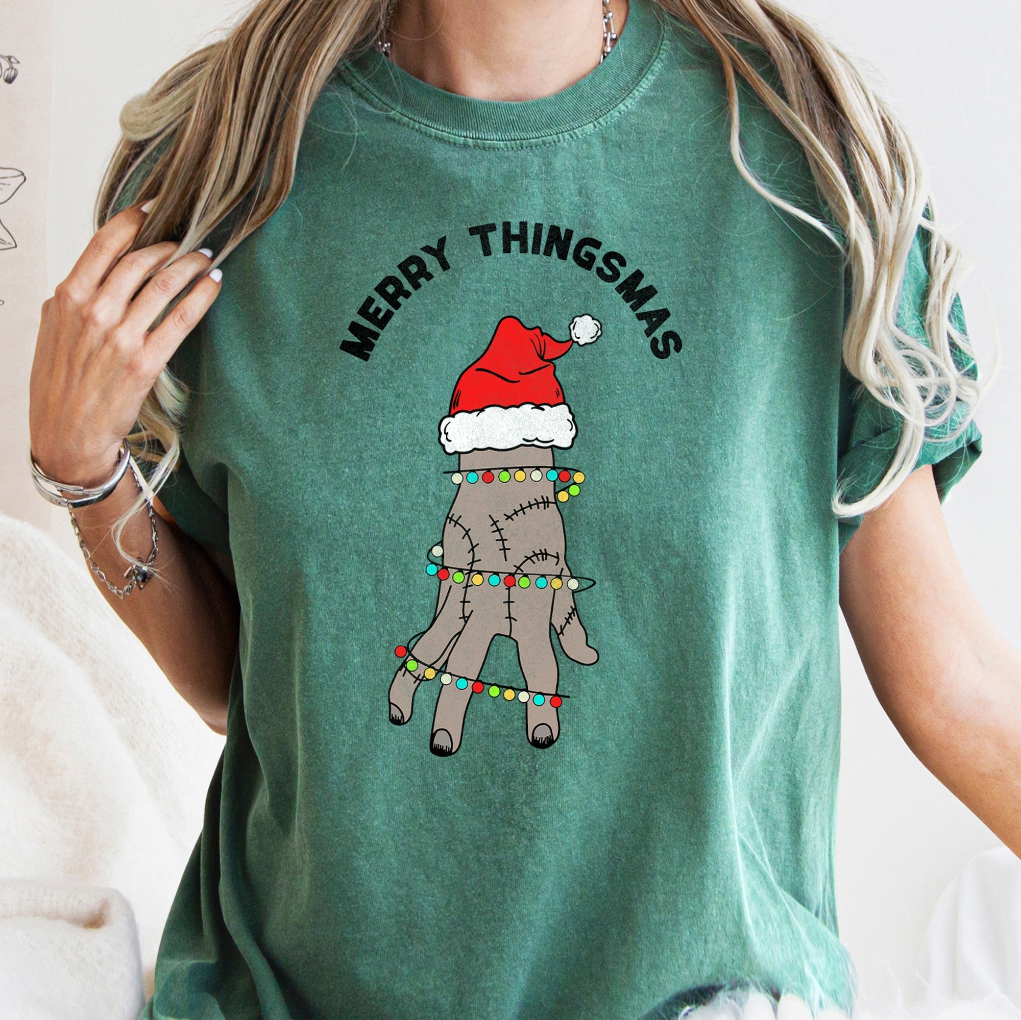 Merry Thingsmas Christmas Wednesday Spooky Zombie Holiday Haunt Comfort Colors Tee