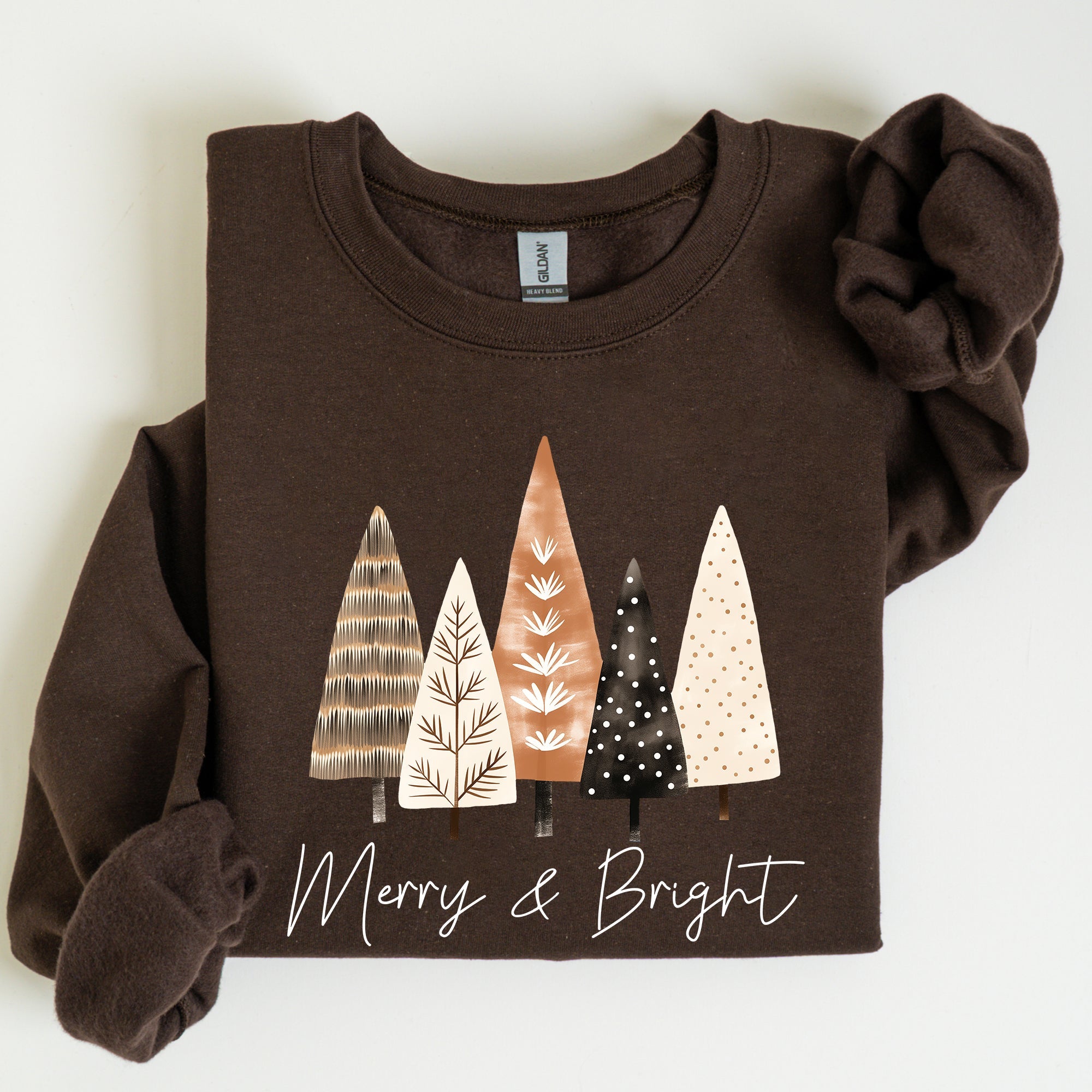 Merry and Bright Christmas Trees Hygge Winter Santa Snow Xmas Festive Holiday Cheer Sweatshirt