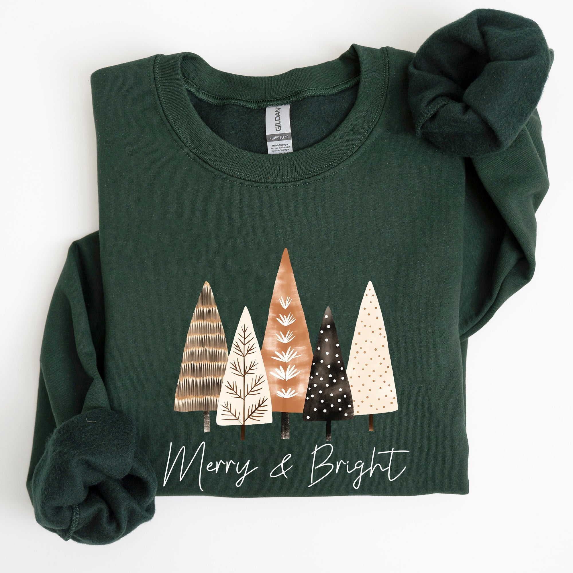 Merry and Bright Christmas Trees Hygge Winter Santa Snow Xmas Festive Holiday Cheer Sweatshirt