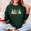 Merry and Bright Christmas Trees Santa Snowflakes Festive Holiday Theme Sweatshirt
