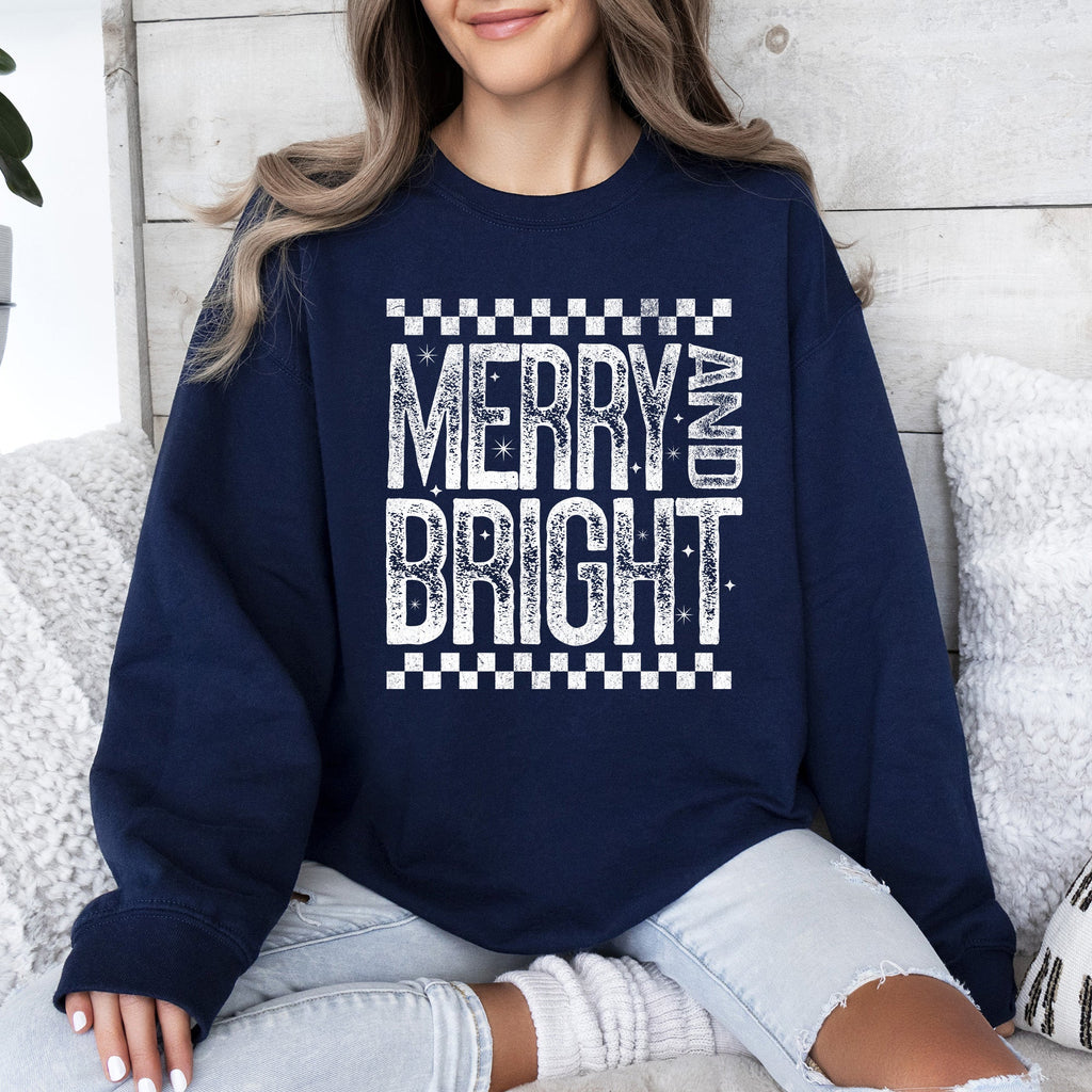 Meowy Christmas Merry And Bright Retro Vintage Festive Cozy Warm Winter Holiday Graphic Sweatshirt