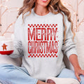 Merry Christmas, Checkered, Retro, Vintage Graphic Sweatshirt With Plush Fleece Interior