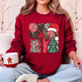 Merry and Bright Pattern Blocks Christmas Santa Hat Tree Ribbon Bow Vintage Retro Holiday Cheer Sweatshirt