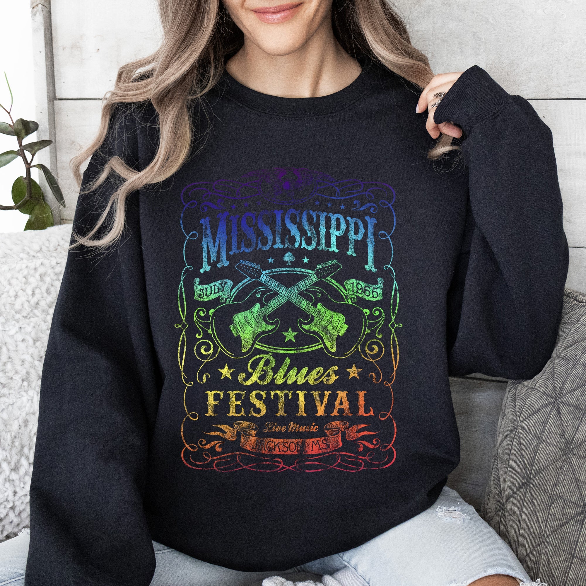 Mississippi Blues Festival Concert Poster Vintage Limited Edition Heritage Sweatshirt