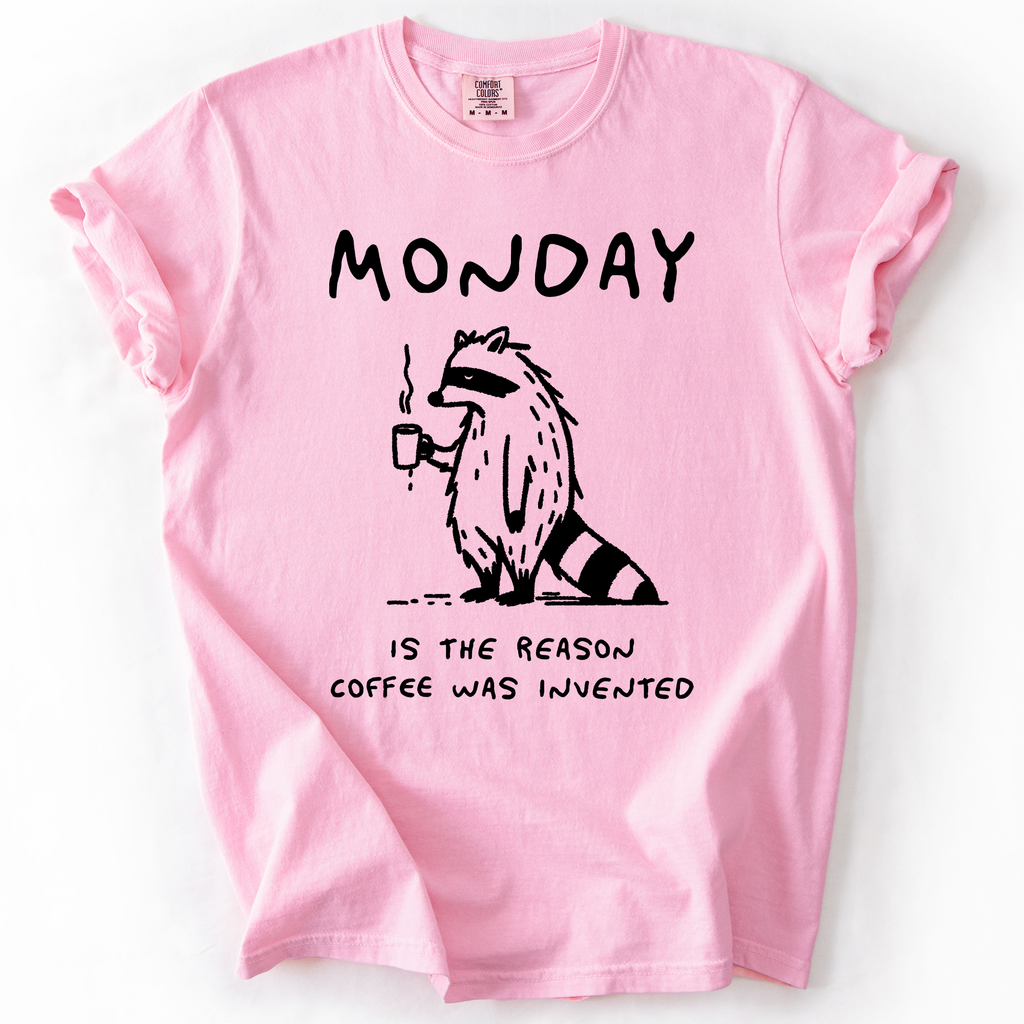 Monday Raccoon Coffee Funny Everyday Morning Struggle Humor Edition Comfort Colors Tee