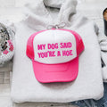 My Dog Said You’re A Hoe Sassy Funny Bold Statement Graphic Saying Street Style Trucker Hat