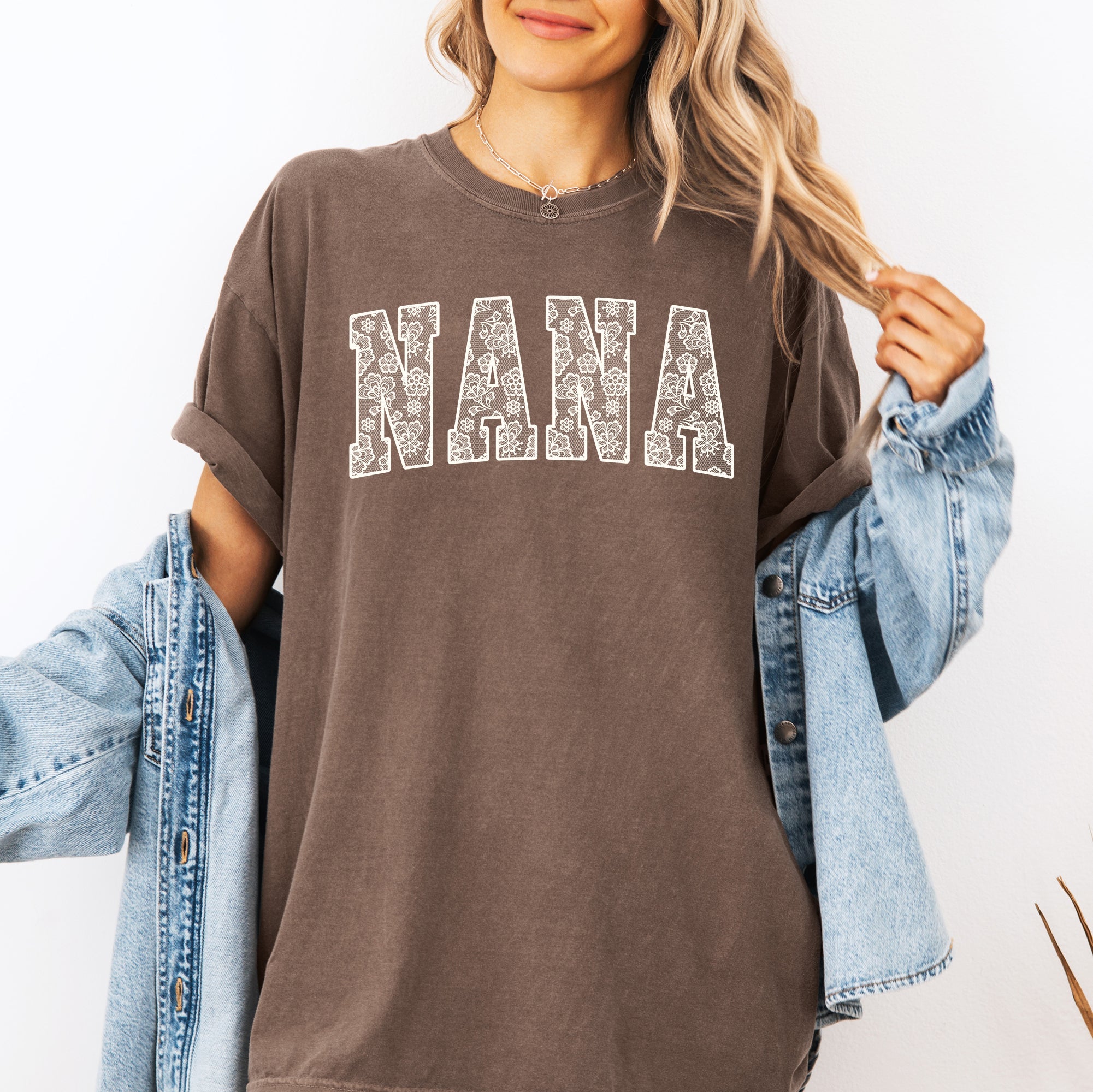 Nana, Faux Lace, Coquette, Varsity, Mother's Day T-Shirt Comfort Colors Tee Exclusive Limited Edition