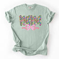 Nana Mother's Day Floral Ribbon Bow Pastel Blooms Garden Cheer Comfort Colors Tee