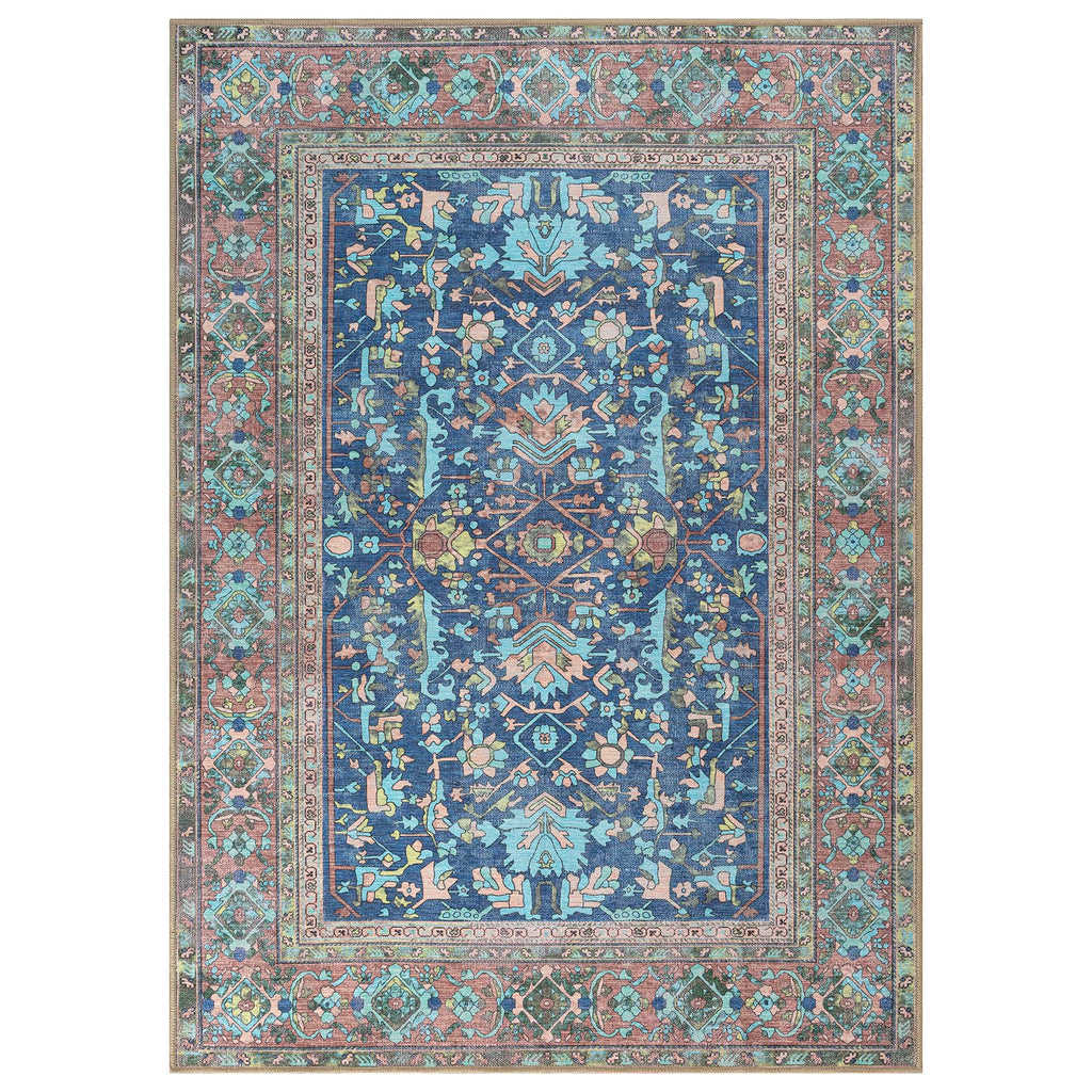 Navy Blue Boho Oushak Washable Rug