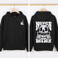 Never Better Skeleton Thumbs Up Vibe Mood Vintage-Inspired Premium Cozy Graphic Hoodie