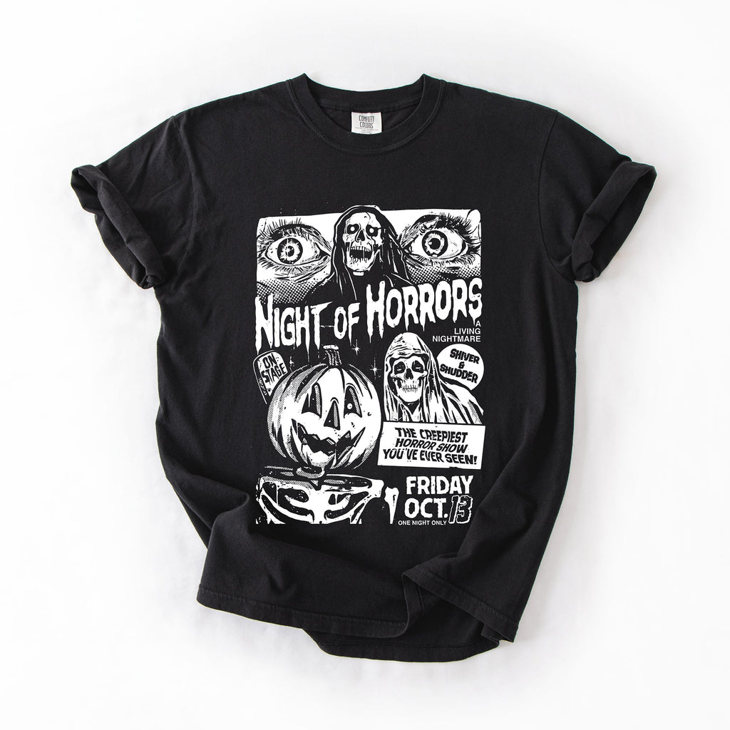 Night Of Horrors Halloween Spooky Scary Witch Midnight Monster Mash Edition Comfort Colors Tee