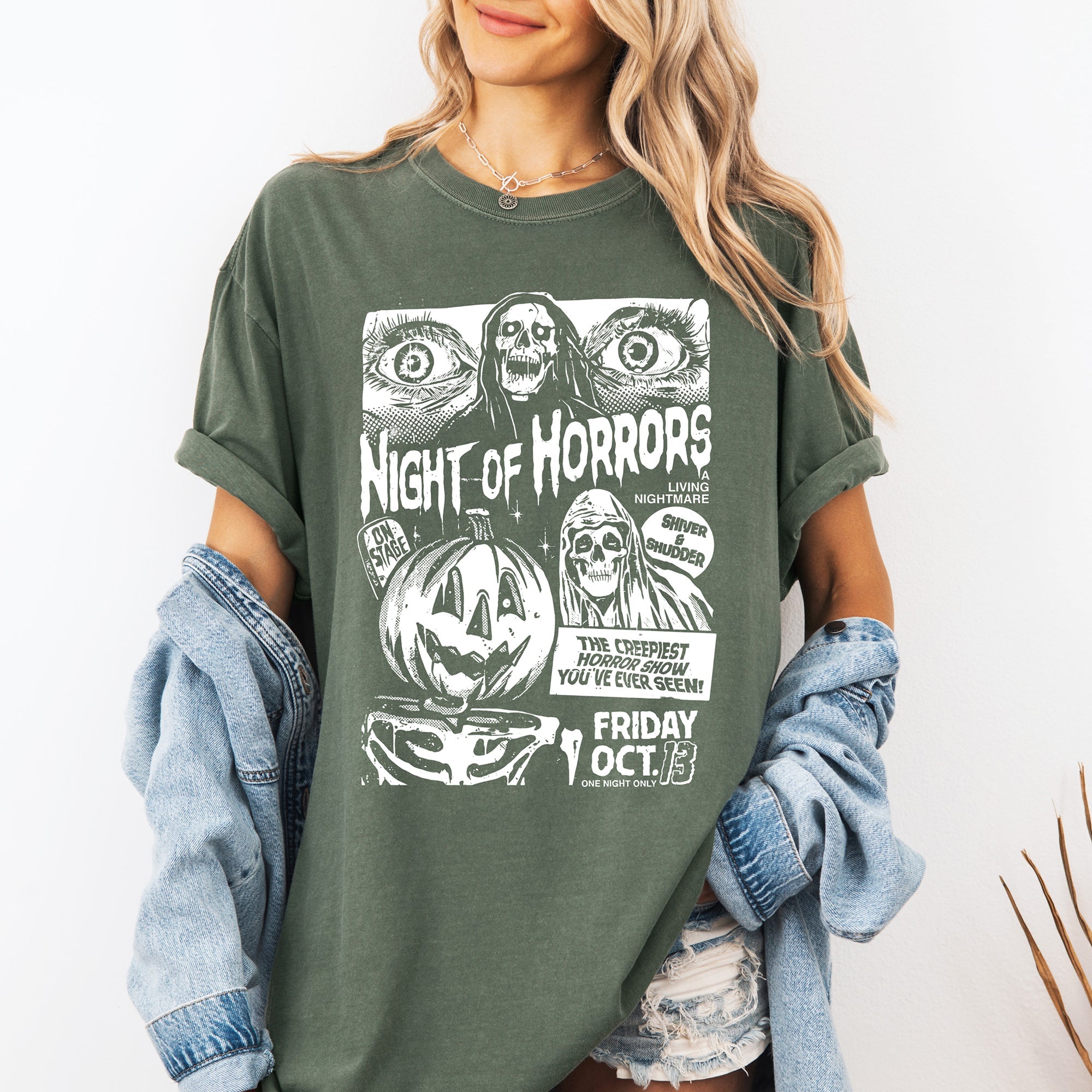 Night Of Horrors Halloween Spooky Scary Witch Midnight Monster Mash Edition Comfort Colors Tee