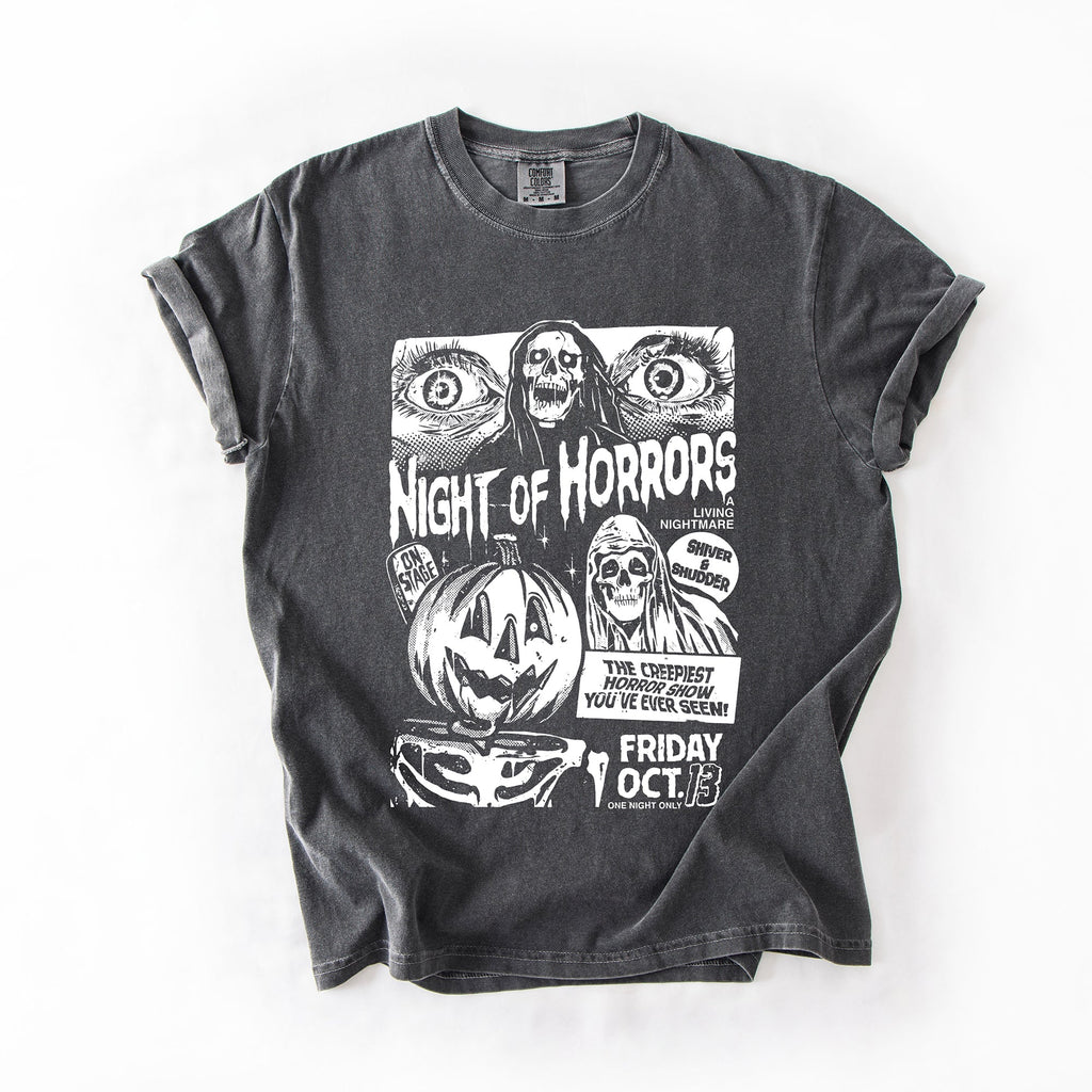 Night Of Horrors Halloween Spooky Scary Witch Midnight Monster Mash Edition Comfort Colors Tee