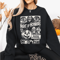 Night Of Horrors Halloween Spooky Witch Scary Ghosts Black Cat Haunting Illustration Sweatshirt