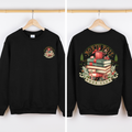 North Pole Book Club Christmas Santa BookTok Reading Library Retro Front Back Sweatshirt