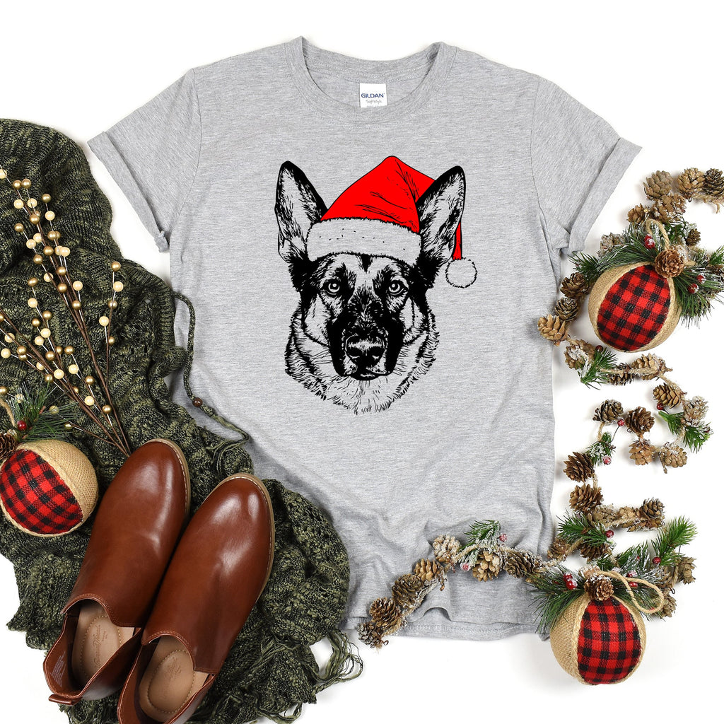 Norwegian Elkhound Santa Claus Christmas Dog Lover Portrait Graphic Comfort Colors Tee